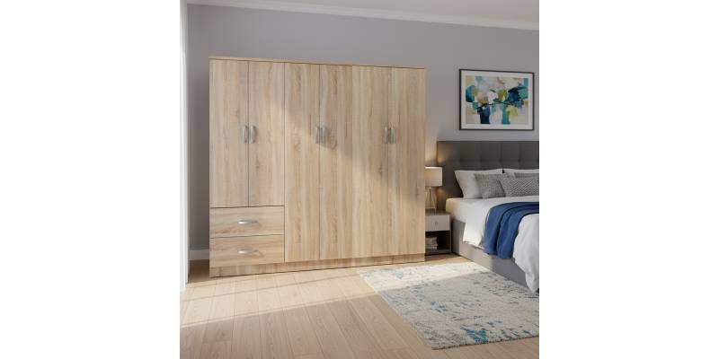 Ντουλάπα εξάφυλλη Lego Ι pakoworld sonoma 200.5x42x180εκ