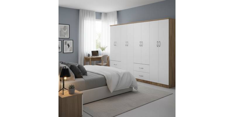 Ντουλάπα οχτάφυλλη Lego pakoworld sonoma-λευκή 241x42x181εκ