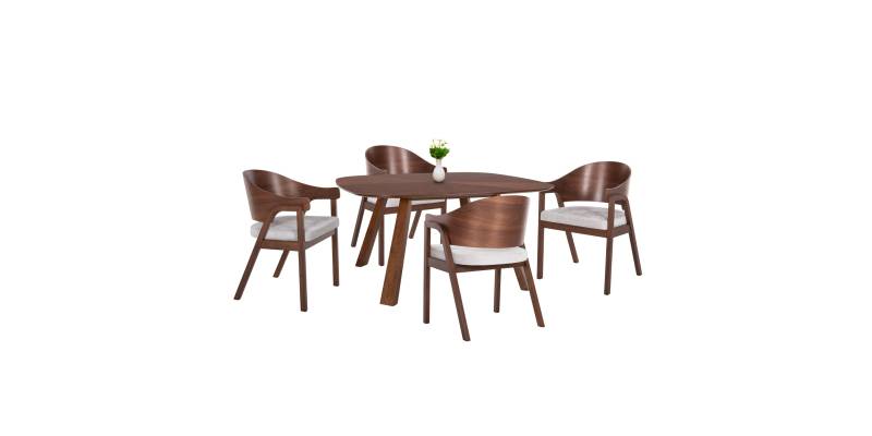 ΣΕΤ ΤΡΑΠΕΖΑΡΙΑΣ 5ΤΜΧ RINER HM21340 ΤΕΤΡΑΓΩΝΟ ΤΡΑΠΕΖΙ ΑΠΟ MDF--ΚΑΡΕΚΛΕΣ ΑΠΟ RUBBERWOOD