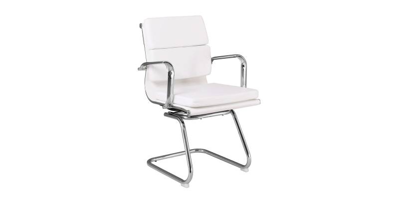 BF4800V Πολυθρόνα Γραφείου Επισκέπτη, Μέταλλο Χρώμιο, PU Άσπρο