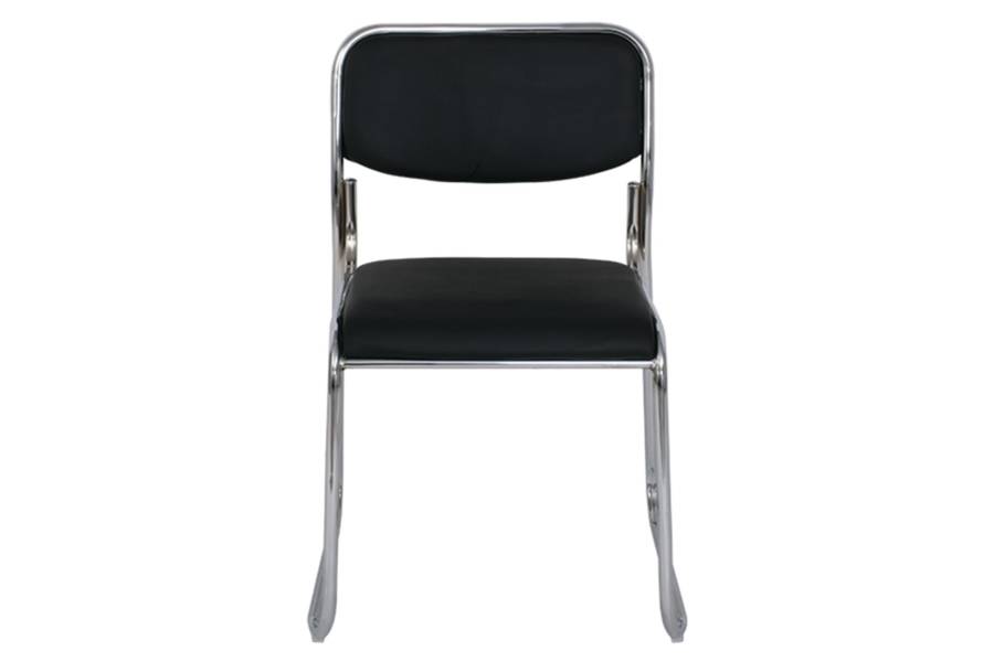 CAMPUS Καρέκλα Επισκέπτη Γραφείου, Στοιβαζόμενη Χρώμιο Μέταλλο, Soft Pu Μαύρο