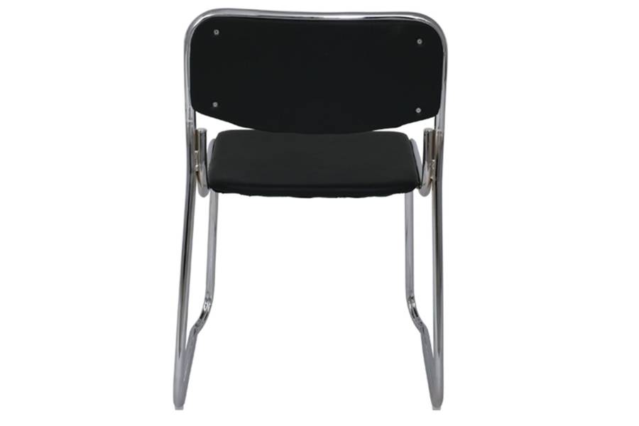 CAMPUS Καρέκλα Επισκέπτη Γραφείου, Στοιβαζόμενη Χρώμιο Μέταλλο, Soft Pu Μαύρο