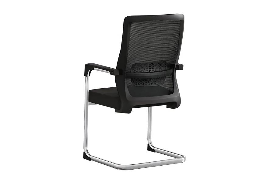 VISITOR Πολυθρόνα Γραφείου Επισκέπτη Χρώμιο, Mesh Μαύρο