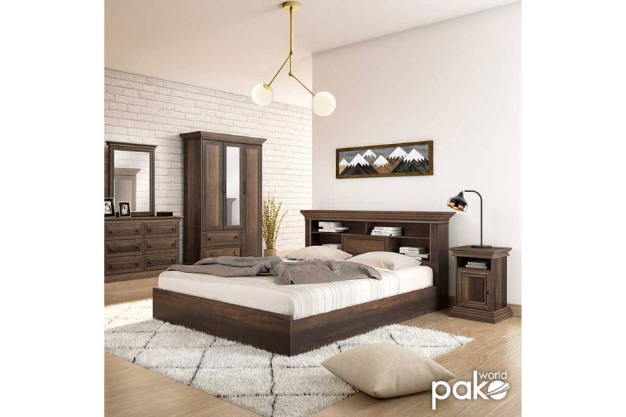 Κρεβάτι Mozart pakoworld σε χρώμα καρυδί 160x200εκ