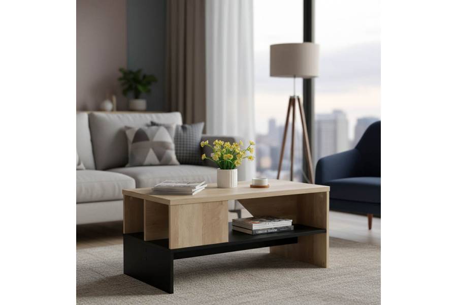 Τραπέζι σαλονιού Naya pakoworld sonoma-ανθρακί 93x46x43εκ
