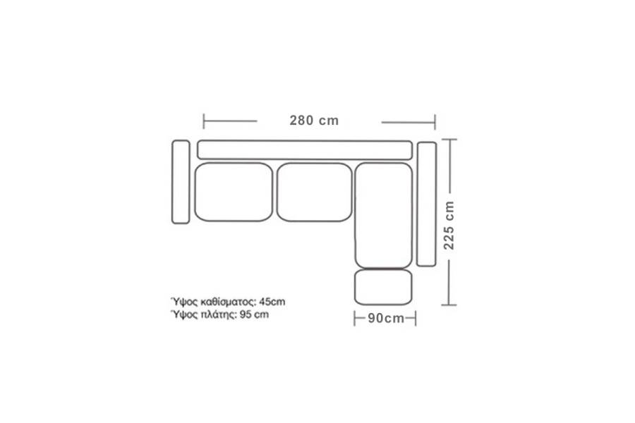 Γωνιακός καναπές αριστερή γωνία Boston pakoworld ύφασμα mocha-cream 280x225x90εκ