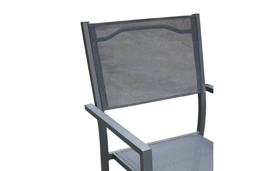 Τραπεζαρία Moly - Kliton Ι σετ 3τεμ pakoworld ανθρακί αλουμίνιο και textilene σε ανθρακί απόχρωση 80x80x74εκ