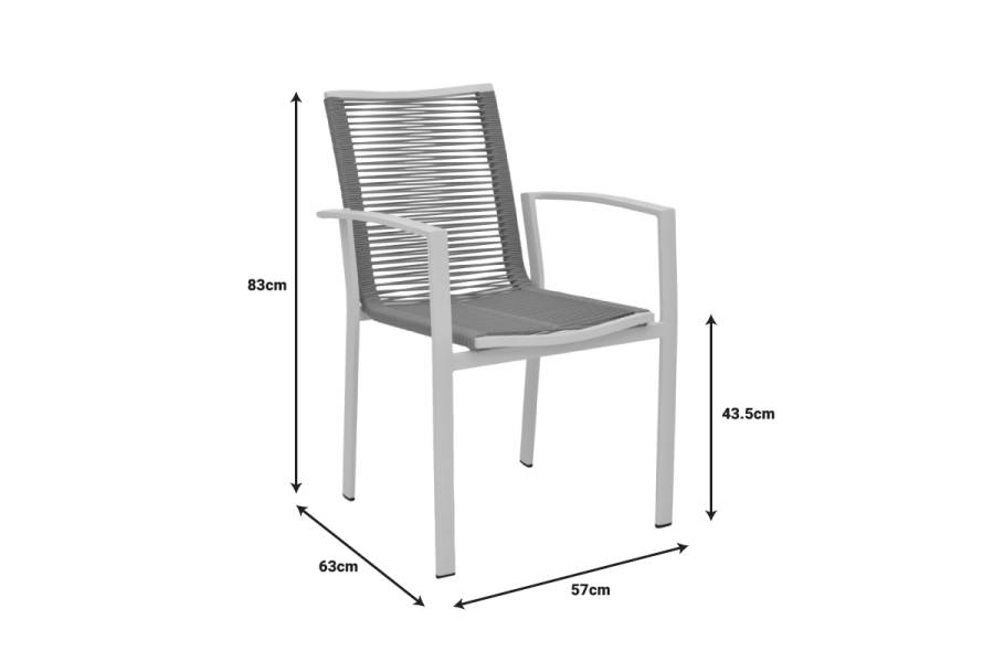 Πολυθρόνα Jonian pakoworld στοιβαζόμενη σαμπανιζέ αλουμίνιο-textilene σε φυσική απόχρωση 57x63x83εκ
