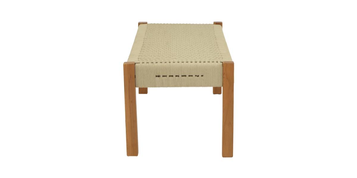 Παγκάκι Uma pakoworld teak ξύλο και pe σχοινί σε φυσική απόχρωση 120x45x40εκ