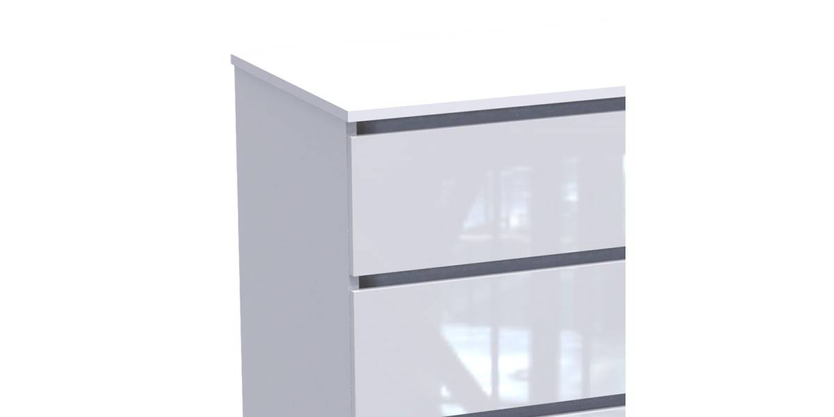 Συρταριέρα Dicama pakoworld mdf σε λευκη glossy απόχρωση 90x47x101εκ