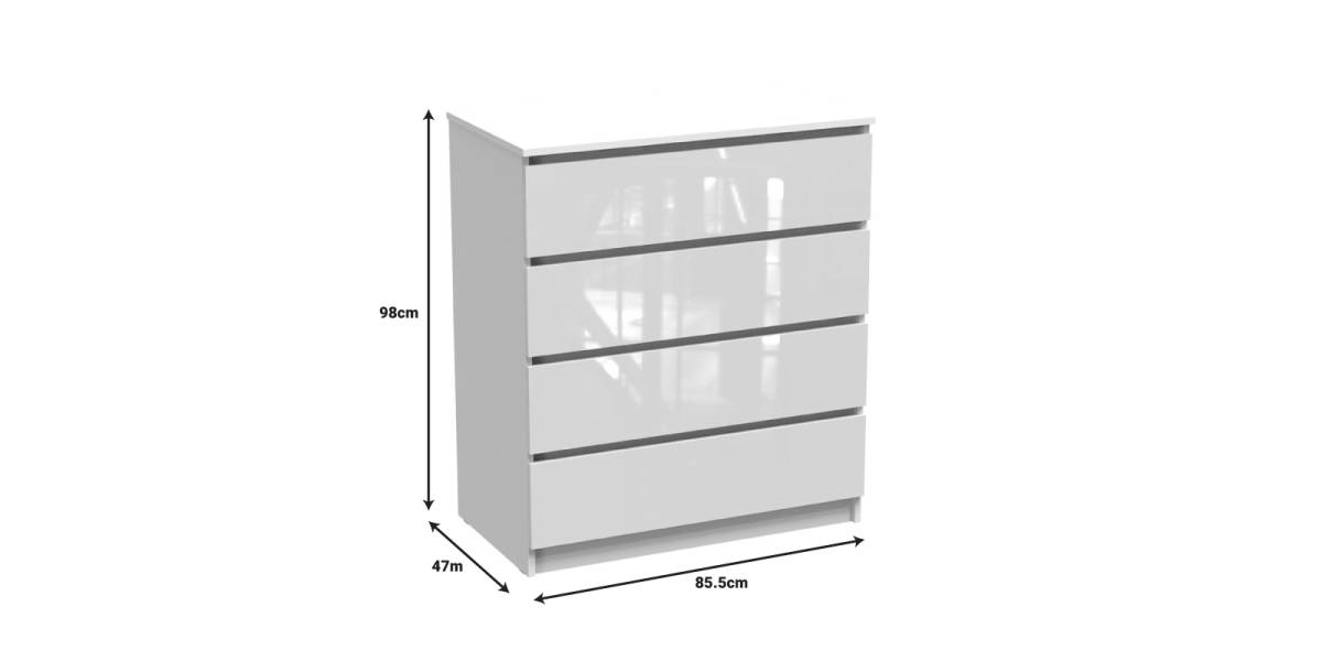 Συρταριέρα Dicama pakoworld mdf σε λευκη glossy απόχρωση 90x47x101εκ