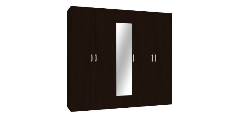 Ντουλάπα πεντάφυλλη με καθρέφτη Luna pakoworld σε wenge απόχρωση 220x52x200εκ