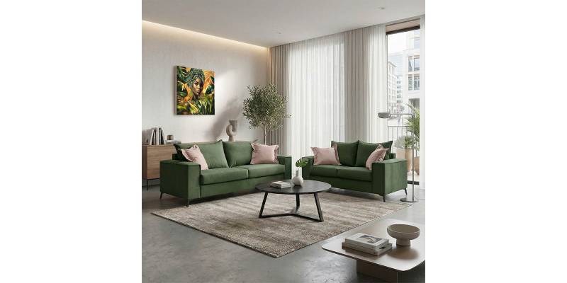Σετ σαλονιού 2τεμ Verona pakoworld κυπαρισσί ύφασμα με μαξιλάρια σε κρεμ απόχρωση