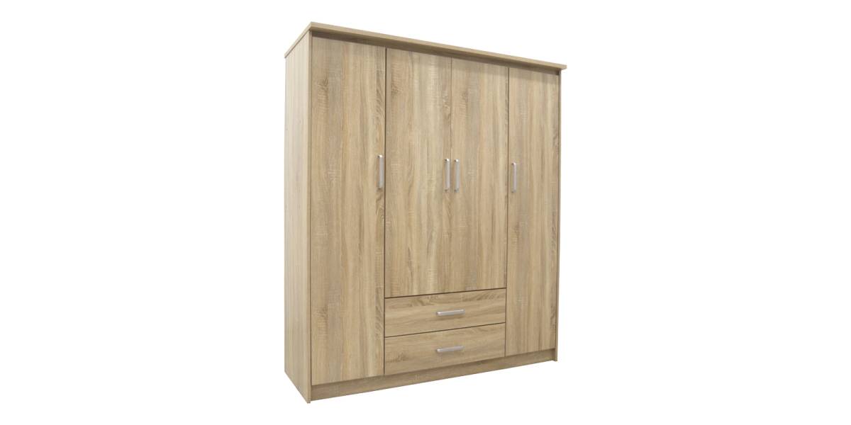 Ντουλάπα ρούχων τετράφυλλη Olympus pakoworld σε sonoma απόχρωση 159x57x183εκ