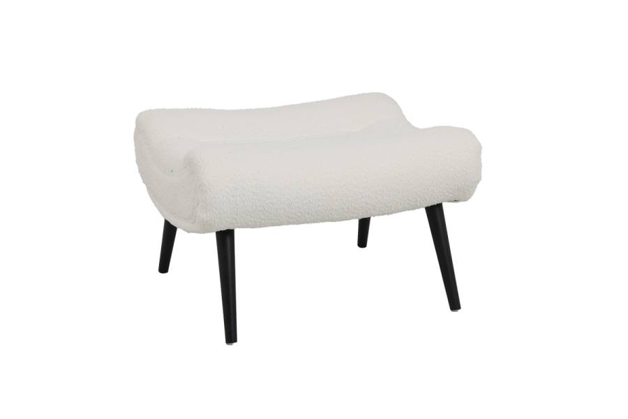 Σκαμπό - υποπόδιο Silla pakoworld μπουκλέ ύφασμα σε λευκή απόχρωση 68x58x40εκ