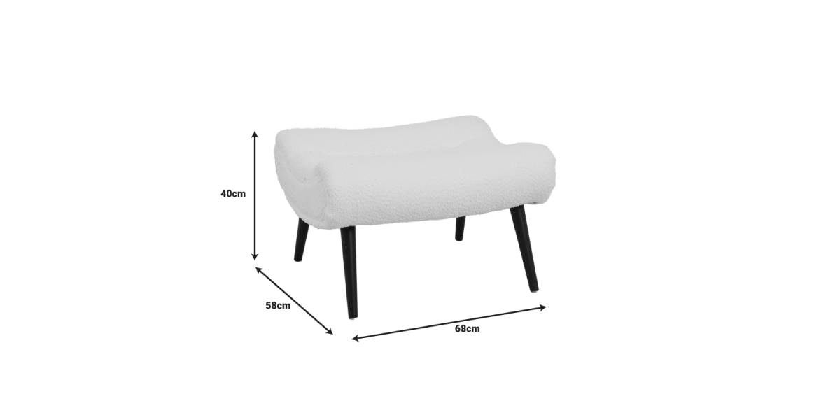 Σκαμπό - υποπόδιο Silla pakoworld μπουκλέ ύφασμα σε λευκή απόχρωση 68x58x40εκ
