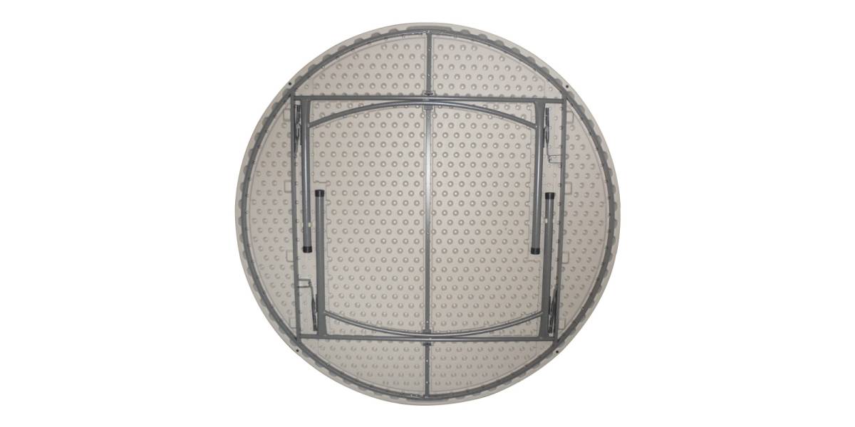 Τραπέζι βαλίτσα catering Comfort pakoworld πτυσσόμενο στρόγγυλο σε λευκή απόχρωση Φ180x74εκ