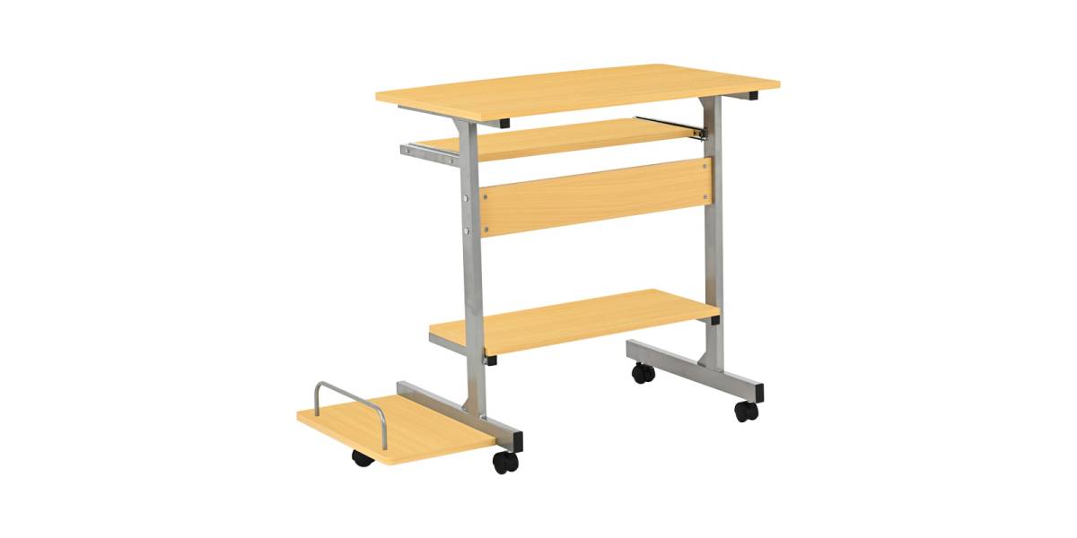 Γραφείο υπολογιστή Veronce pakoworld σε φυσική απόχρωση με μεταλλικό σκελετό 89x47x71εκ