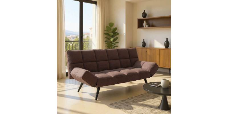Καναπές - κρεβάτι 3θέσιος Freddo pakoworld βελούδο καφέ 181x81x86εκ