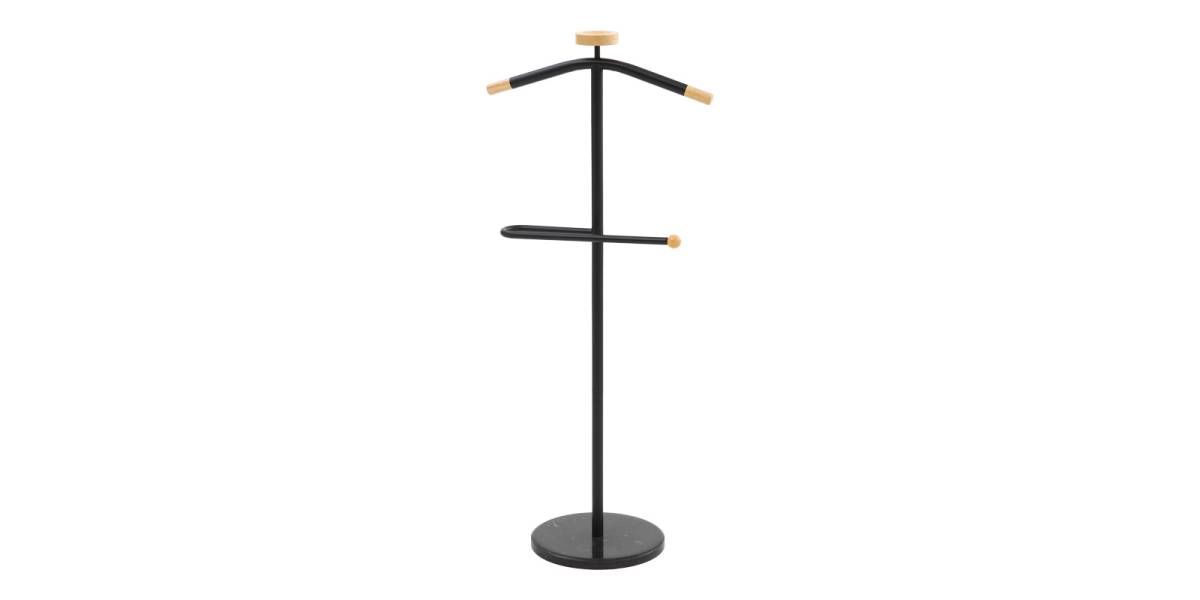 Καλόγερος ρούχων Jolma pakoworld μέταλλο-ξύλο σε μαύρη απόχρωση Φ30x111εκ