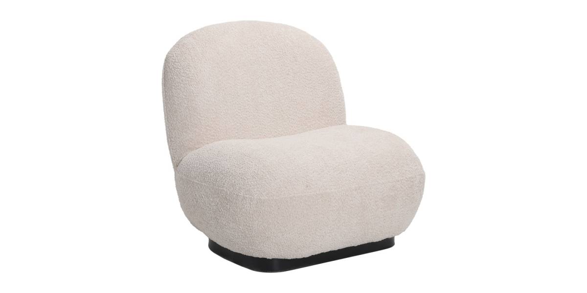 Πολυθρόνα Rosalie pakoworld μπουκλέ ύφασμα σε μπεζ απόχρωση με μαύρη βάση 85x82x77εκ