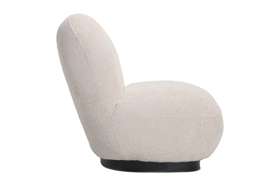 Πολυθρόνα Rosalie pakoworld μπουκλέ ύφασμα σε μπεζ απόχρωση με μαύρη βάση 85x82x77εκ