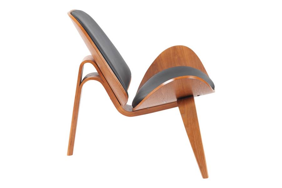 Πολυθρόνα Vilma pakoworld PU μαύρο- plywood καρυδί 90x76.5x74.5εκ