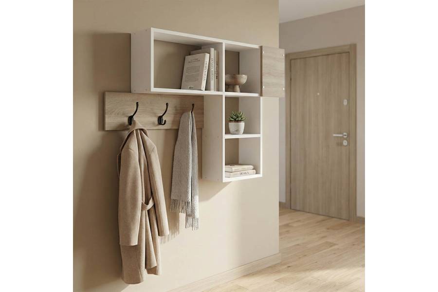 Κρεμάστρα τοίχου Wenia pakoworld σε sonoma-λευκό 99.5x15x61εκ