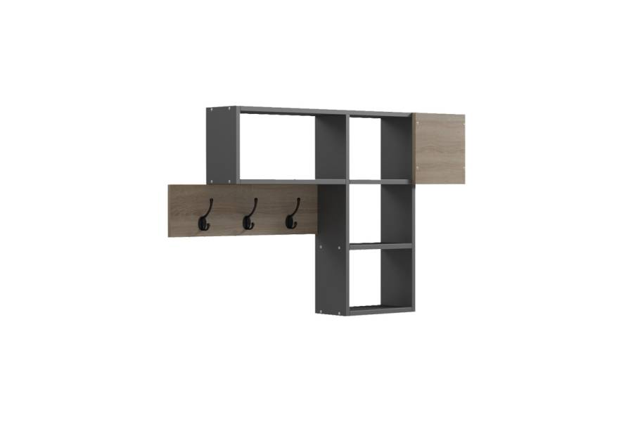 Κρεμάστρα τοίχου Wenia pakoworld σε sonoma-ανθρακί απόχρωση 99.5x15x61εκ