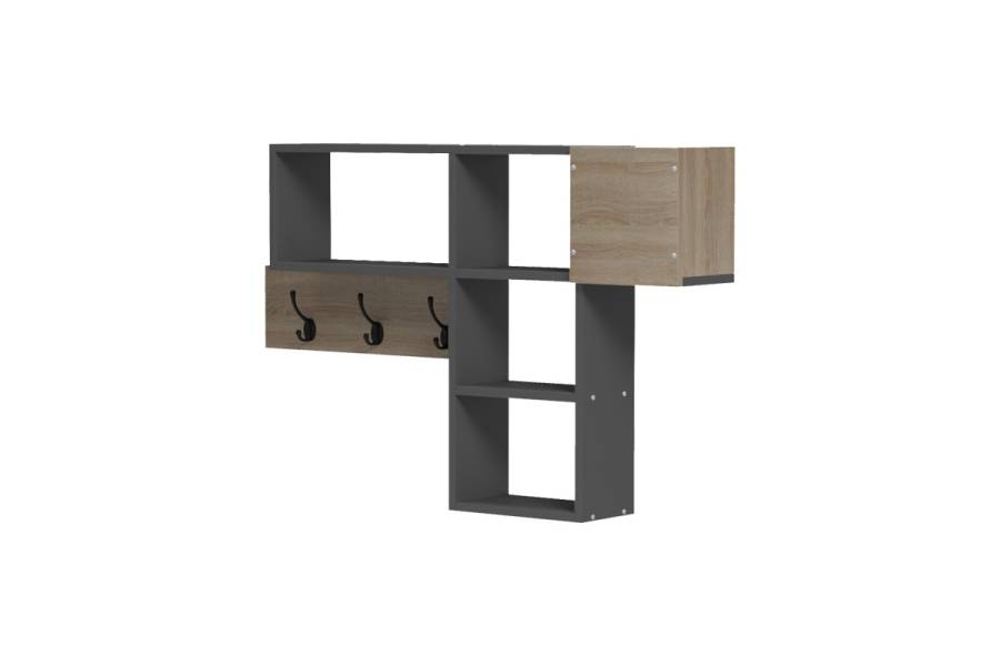 Κρεμάστρα τοίχου Wenia pakoworld σε sonoma-ανθρακί απόχρωση 99.5x15x61εκ