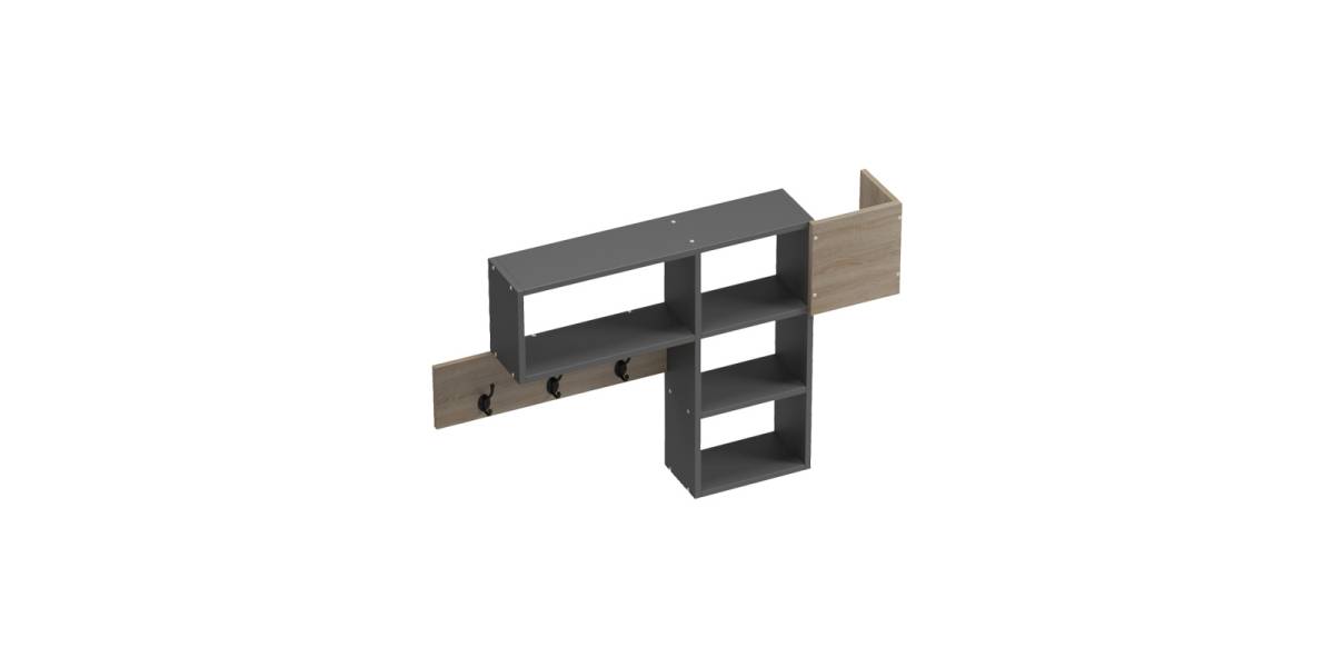 Κρεμάστρα τοίχου Wenia pakoworld σε sonoma-ανθρακί απόχρωση 99.5x15x61εκ