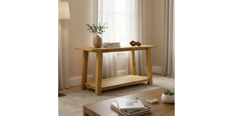 Κονσόλα Decoza pakoworld teak ξύλο σε φυσική απόχρωση 140x40x80εκ