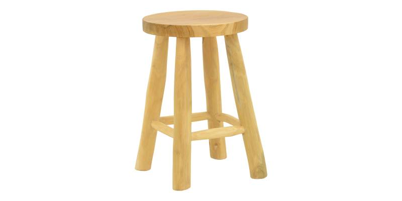 Σκαμπό Sega pakoworld teak ξύλο σε φυσική απόχρωση Φ30x45εκ