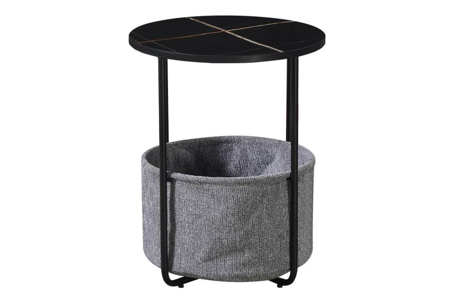 Βοηθητικό τραπέζι Fredami pakoworld μαύρο μαρμάρου Φ40x50εκ