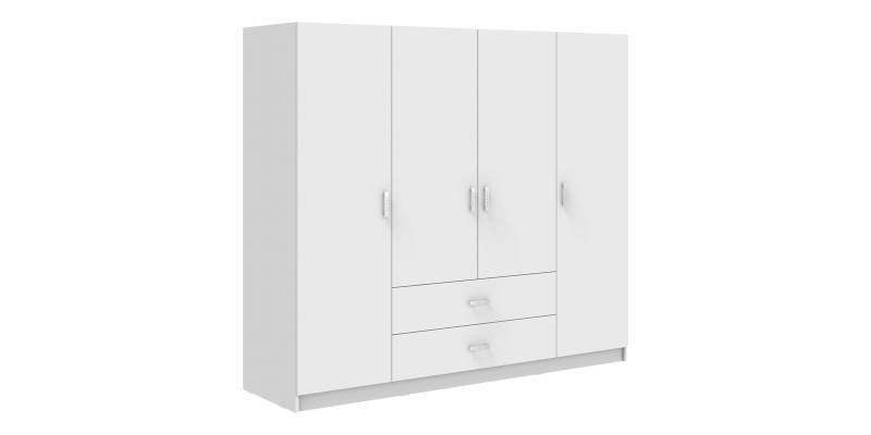 Ντουλάπα τετράφυλλη Royal pakoworld με συρτάρια λευκό 200x58x177εκ