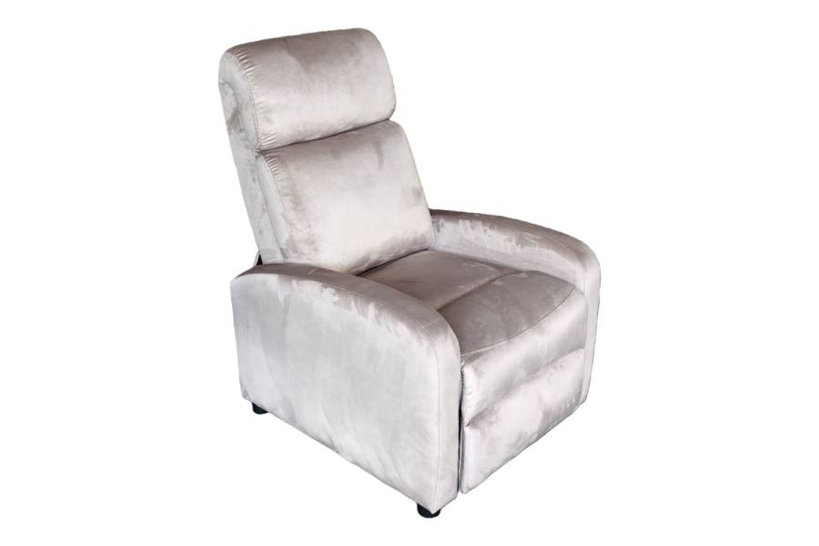 Πολυθρόνα relax Norva pakoworld βελούδο σε γκρι απόχρωση 68.5x86x100εκ