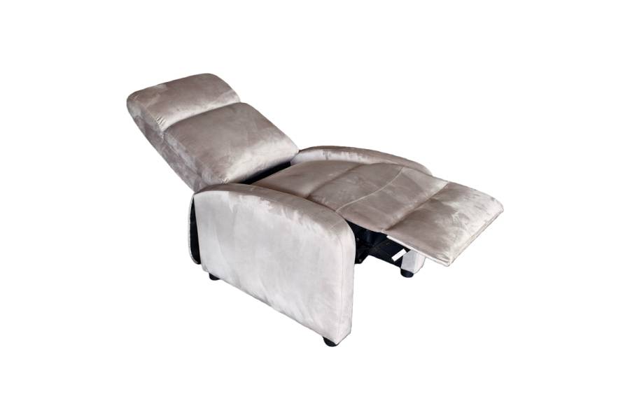 Πολυθρόνα relax Norva pakoworld βελούδο σε γκρι απόχρωση 68.5x86x100εκ