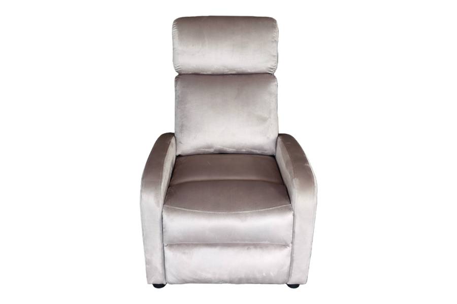 Πολυθρόνα relax Norva pakoworld βελούδο σε γκρι απόχρωση 68.5x86x100εκ