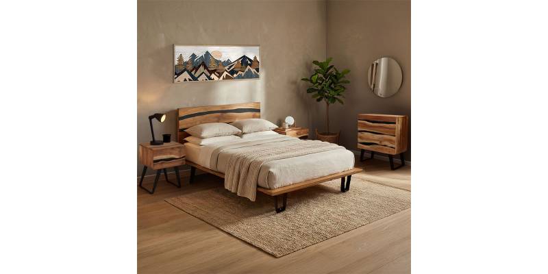 Σετ κρεβατοκάμαρας Imena pakoworld 4τεμ μασίφ ξύλο 160x200εκ