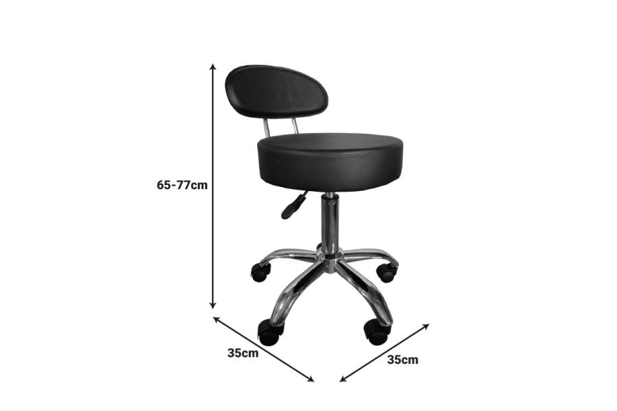 Σκαμπό γραφείου-εργασίας τροχήλατο με πλάτη Tebere pakoworld pu σε λευκή απόχρωση Φ35x66-80εκ