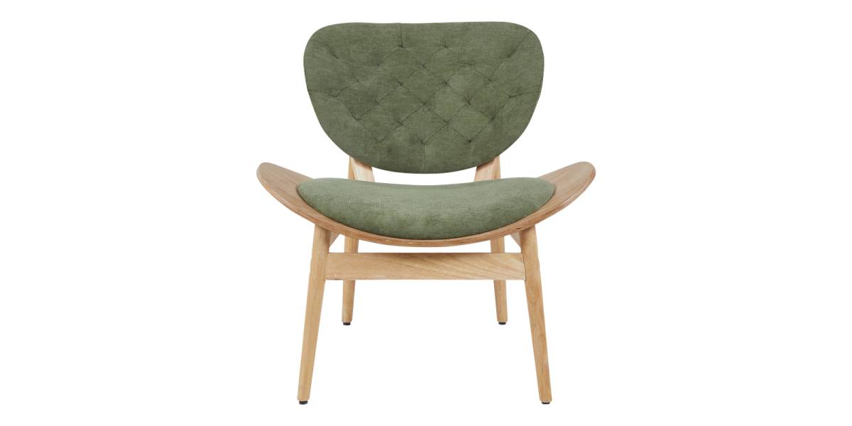 Πολυθρόνα Udalle pakoworld ξύλο σε φυσική απόχρωση με λαδί ύφασμα 77x70x81εκ