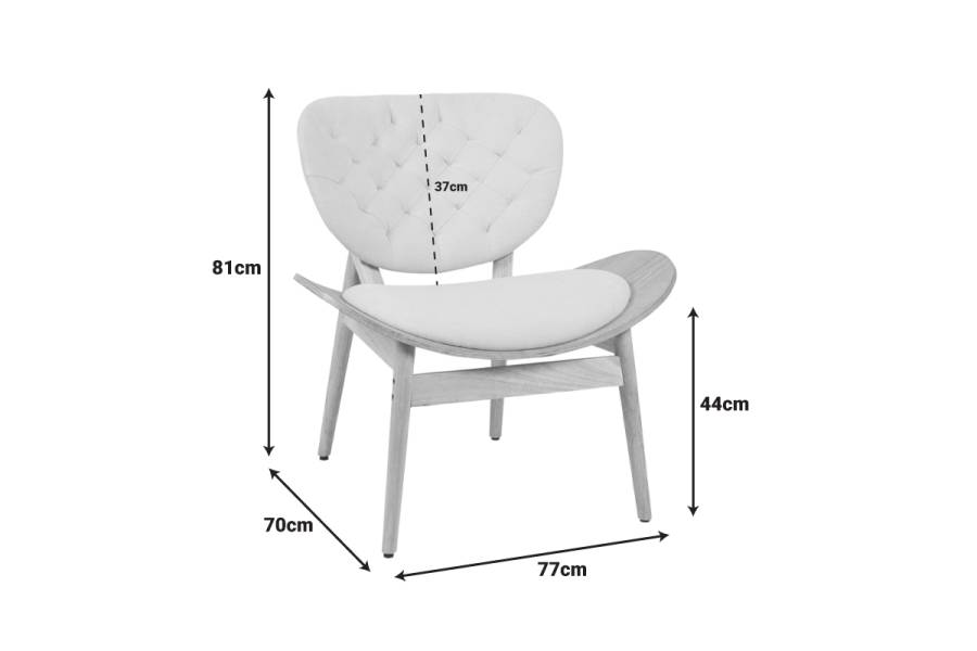 Πολυθρόνα Udalle pakoworld ξύλο σε φυσική απόχρωση με λαδί ύφασμα 77x70x81εκ