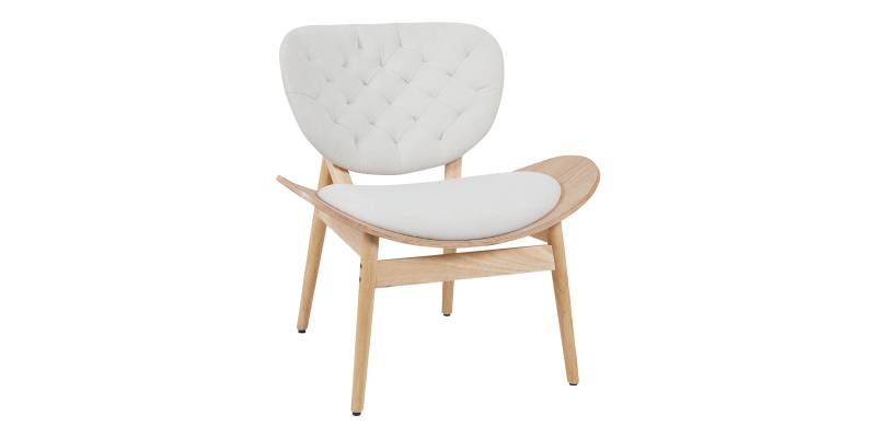 Πολυθρόνα Udalle pakoworld ξύλο σε φυσική απόχρωση με μπεζ ύφασμα 77x70x81εκ