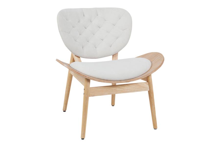 Πολυθρόνα Udalle pakoworld ξύλο σε φυσική απόχρωση με μπεζ ύφασμα 77x70x81εκ