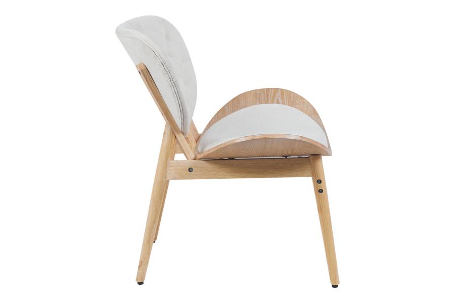 Πολυθρόνα Udalle pakoworld ξύλο σε φυσική απόχρωση με μπεζ ύφασμα 77x70x81εκ