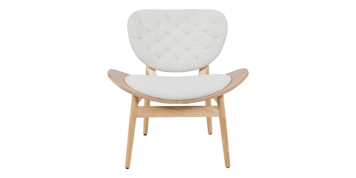 Πολυθρόνα Udalle pakoworld ξύλο σε φυσική απόχρωση με μπεζ ύφασμα 77x70x81εκ