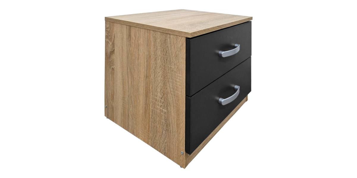 Κομοδίνο Athos pakoworld σε sonoma-ανθρακί απόχρωση 48x40x41.5εκ