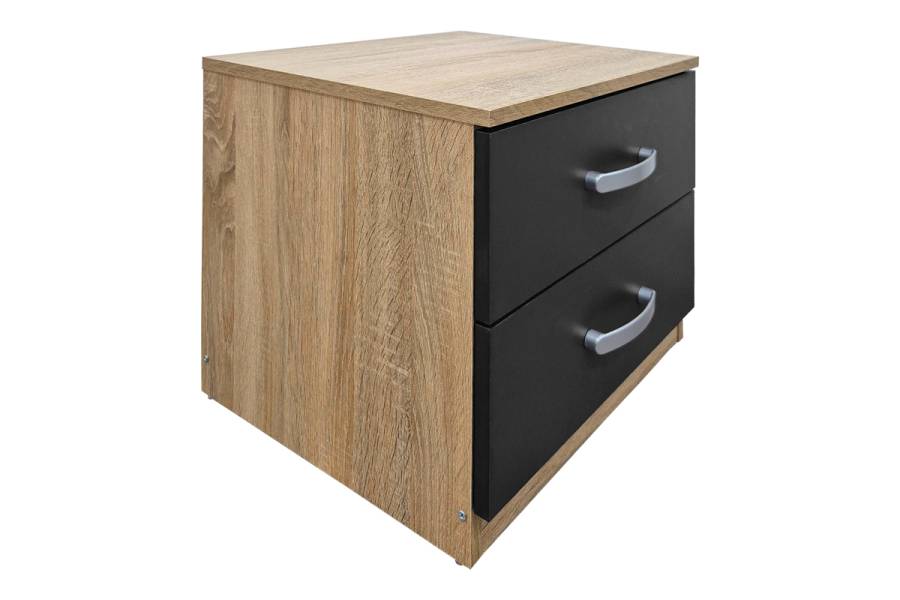 Κομοδίνο Athos pakoworld σε sonoma-ανθρακί απόχρωση 48x40x41.5εκ