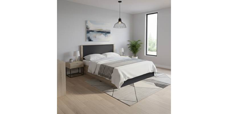 Κρεβάτι Athos pakoworld σε sonoma-ανθρακί απόχρωση 160x200εκ