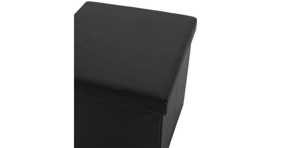 Σκαμπό-μπαούλο Crystal pakoworld pu μαύρο 38x38x38εκ